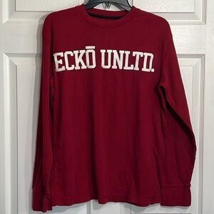Ecko Mens Red long sleeved waffle knit shirt - size Medium - front logo